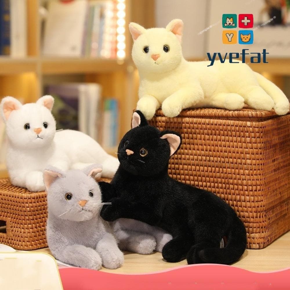 YVEFAT Brinquedo De Pelúcia De Gato Preto , Gatinhos Macios E Fofos , Animais Criativos Realistas , Boneca