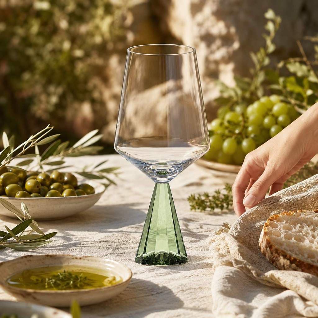 Taça Vinho Branco de Vidro com Base Verde