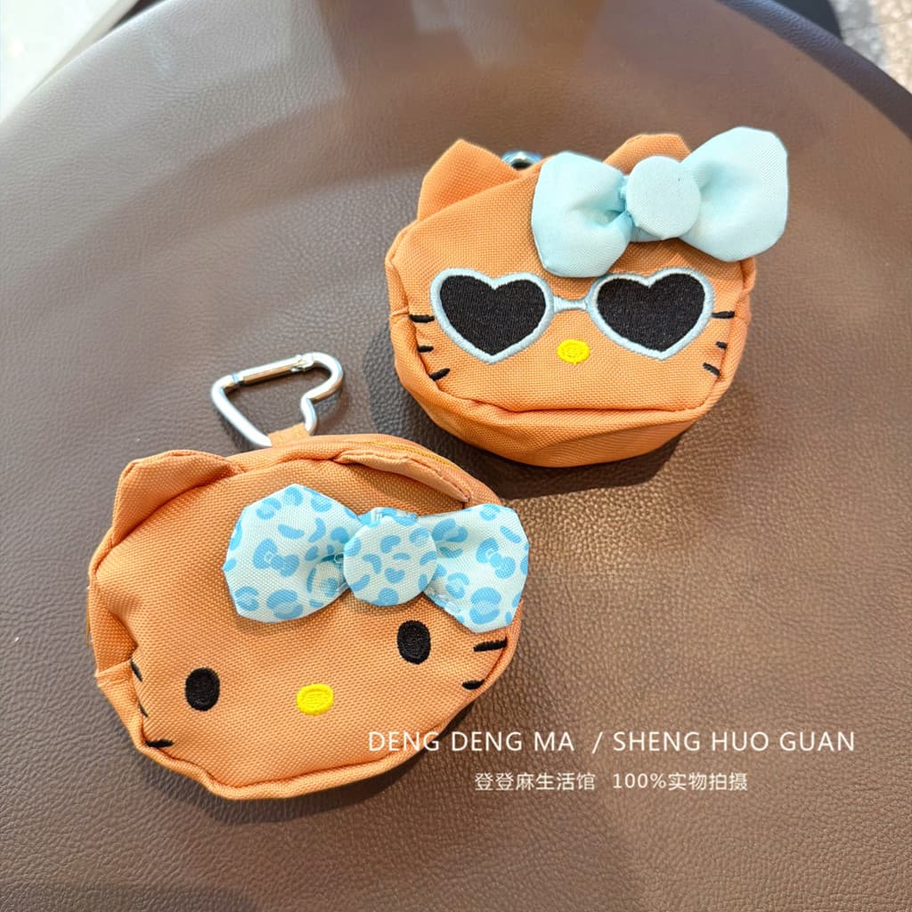 Japonês bonito dos desenhos animados gatinho máquina bordado bordado pequena capacidade pingente saco pequena decoração