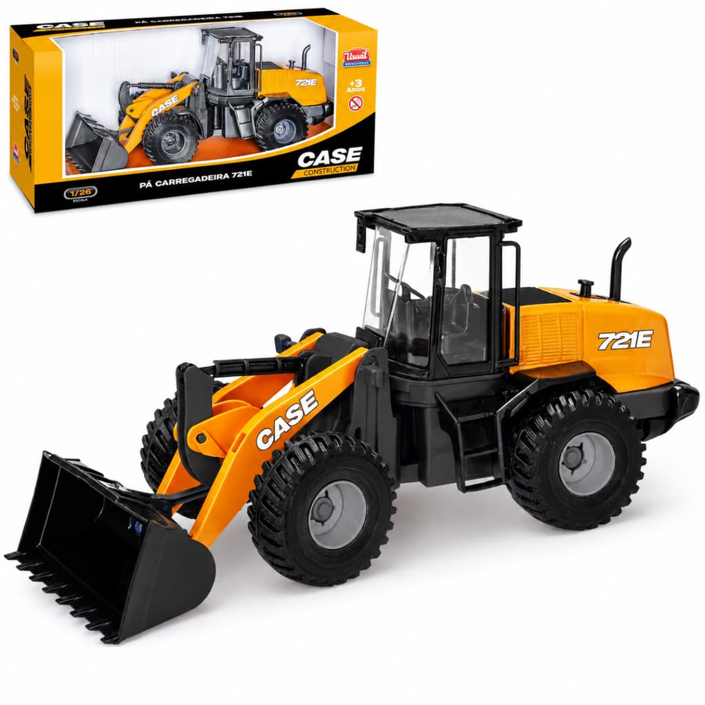 Miniatura Pá Carregadeira Case 721E Trator de Construção Brinquedo Infantil Realista