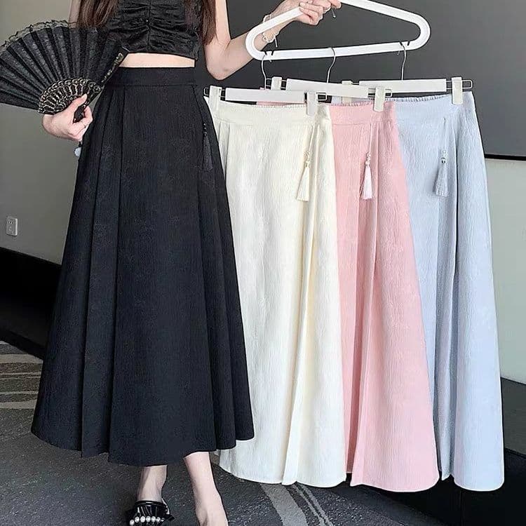Novo estilo chinês estilo nacional saia pônei feminina 2024 novo estilo saia preta feminina High-End Super linda saia Ja