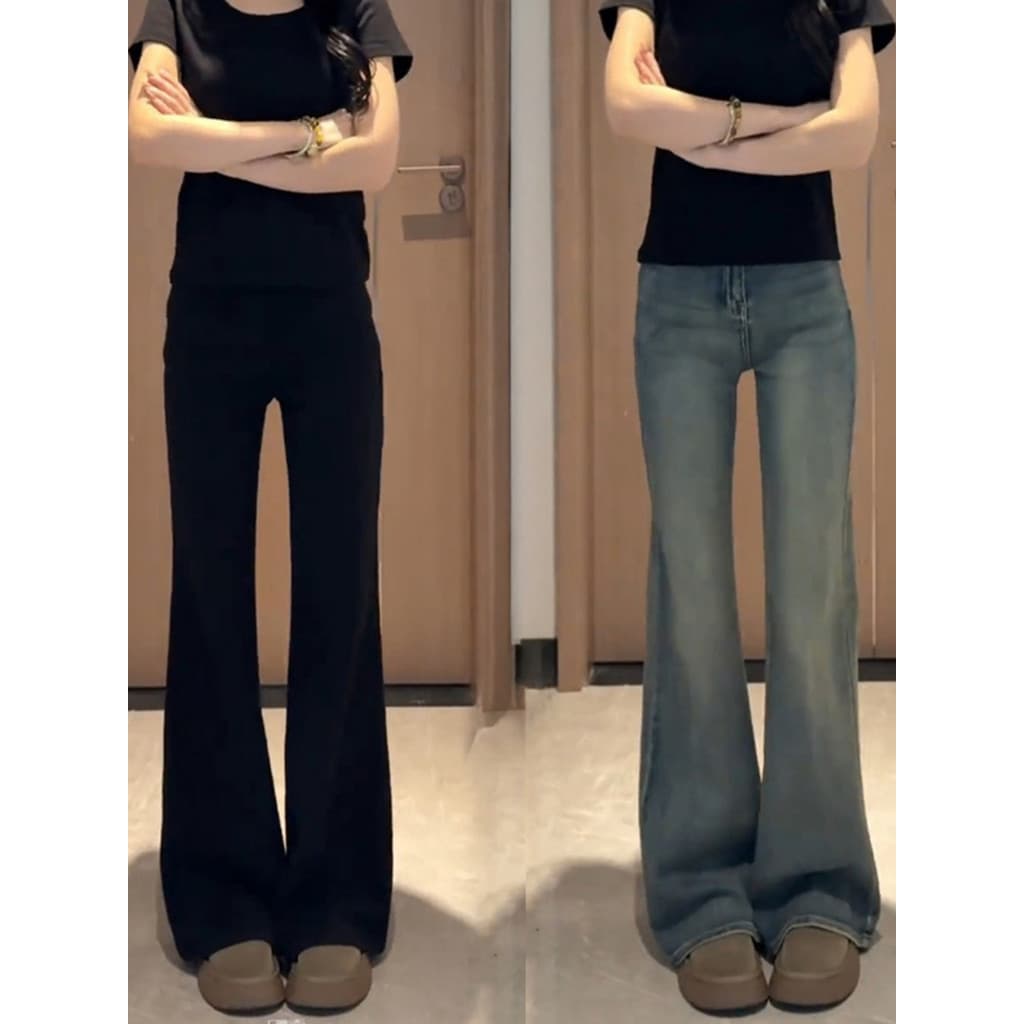 Tamanho grande cintura alta ligeiramente queimado Jeans feminino primavera novo estilo gordura mm não Leggings mais magr
