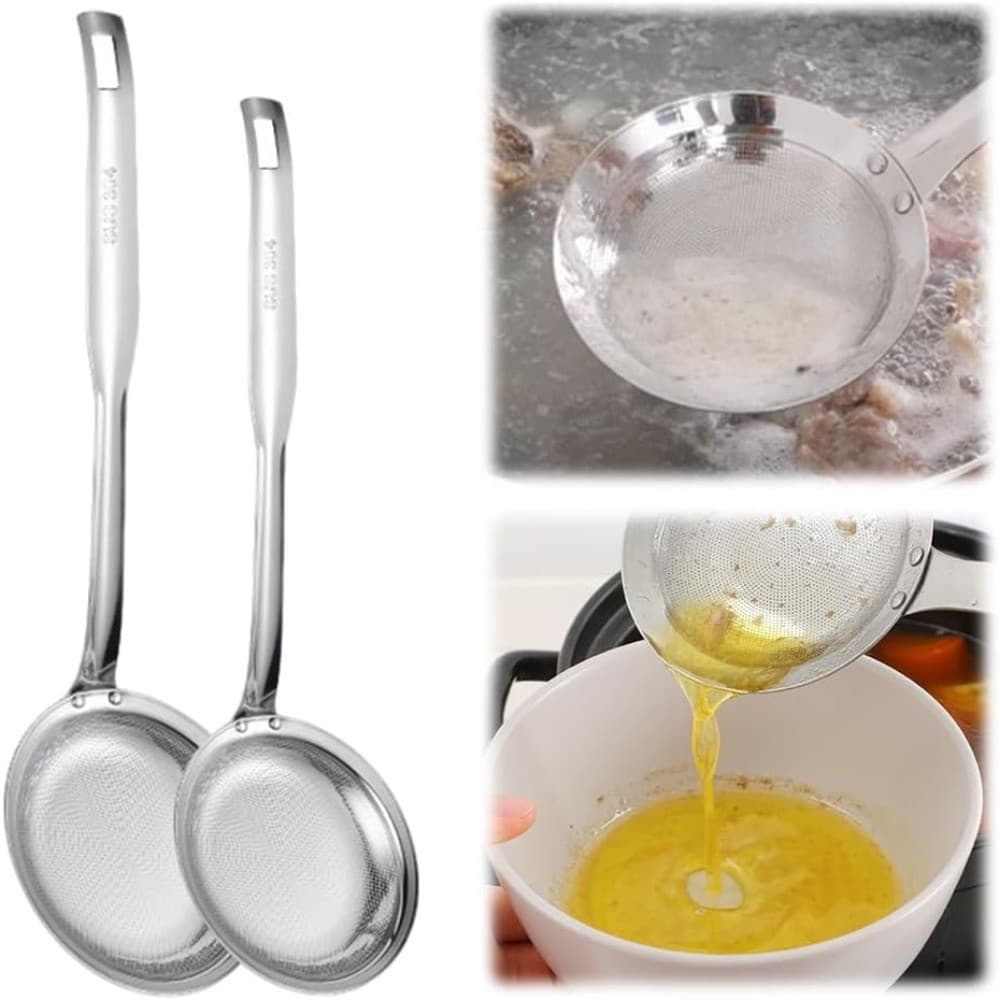 Colher de Filtro Fino com Cabo Longo para Remover Óleo, Ideal para Cozinhar, Fritar, Preparar Sopas e Alimentos na Cozin