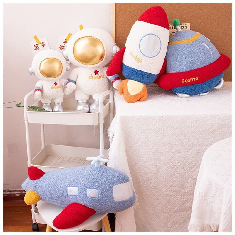 Bonito espaço astronauta avião foguete travesseiro UFO ciência museu presente brinquedo de pelúcia presente do evento da