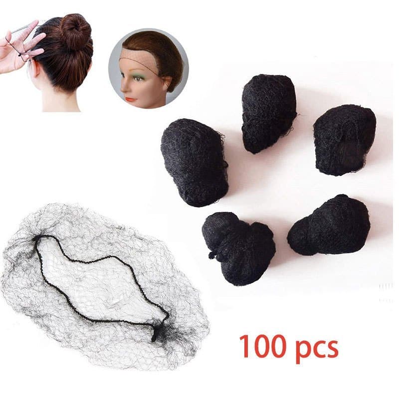 100 Peças Pacotes De Cabelo Encaracolado De 22 "-Redes De Peruca De Nylon Com Borda Elástica Invisível Para Tecelagem