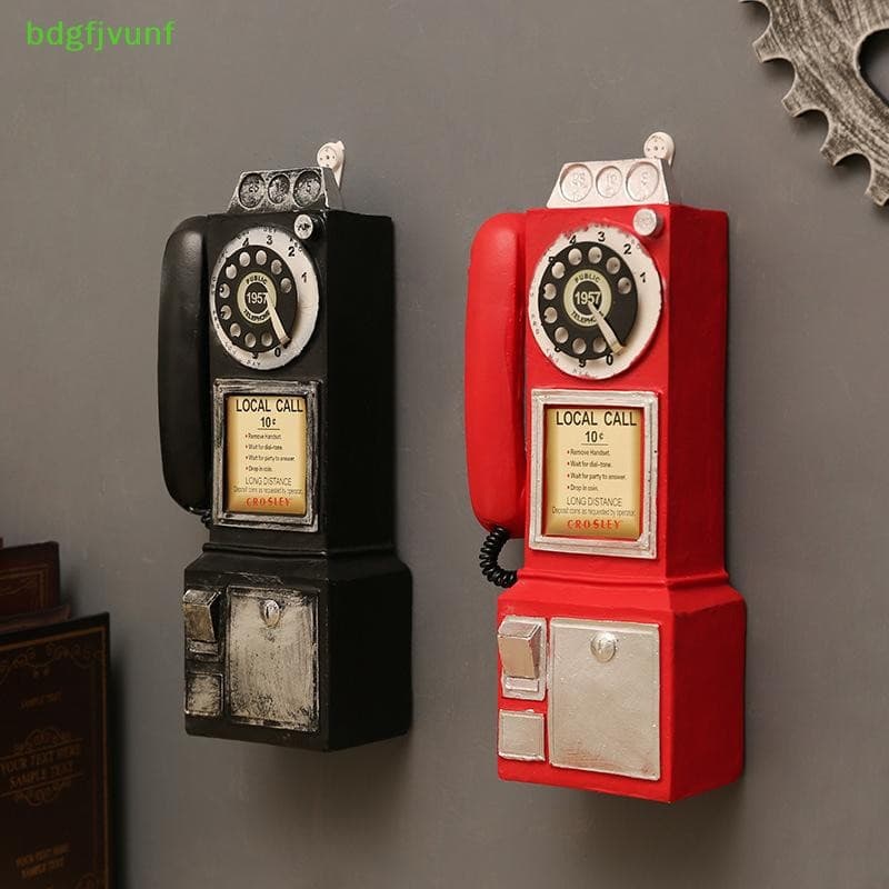 BDGF Modelo De Telefone Vintage , Cabine De Resina Montada Na Parede , Estatueta Rotativa À Moda Antiga , Ornamento , Ad