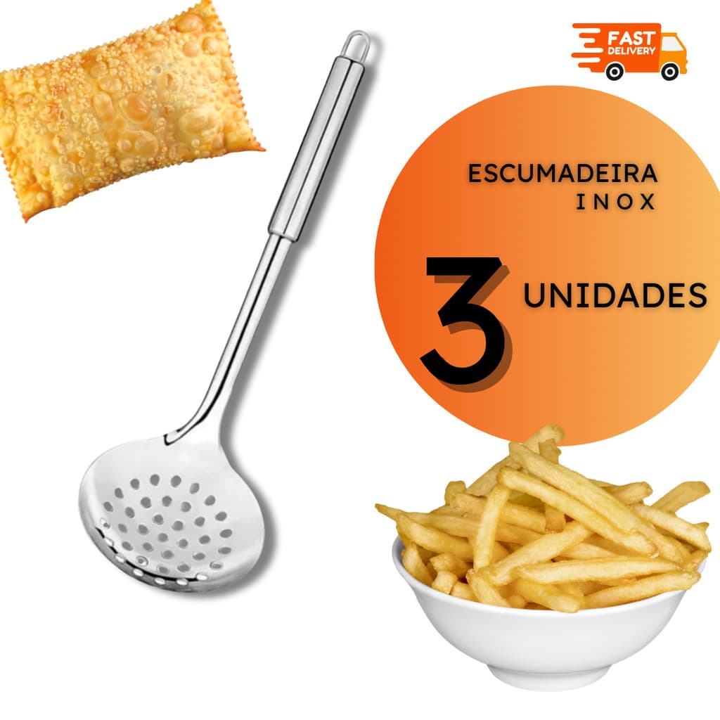 Kit de Escumadeiras Inox Escumadeira Restaurante Buffet Casa Cozinha