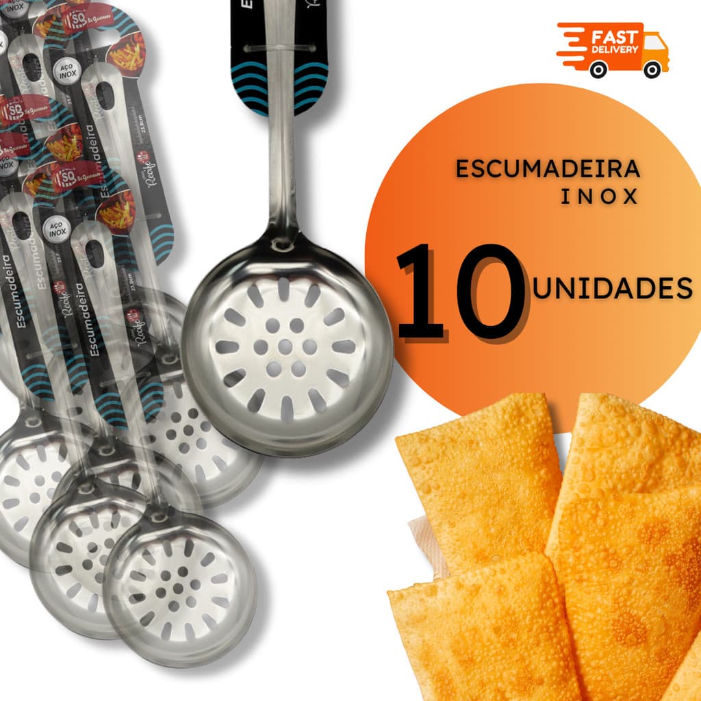 Kit Escumadeiras Inox Arroz Fritura Escumadeira Buffet Restaurantes