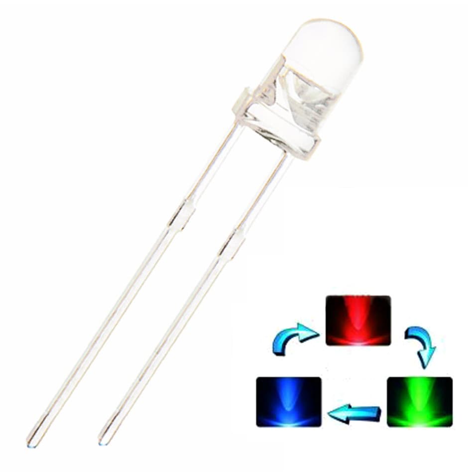 Kit LED RGB 3mm Pisca Rápido Colorido – 100 Unidades com Alto Brilho Arduino
