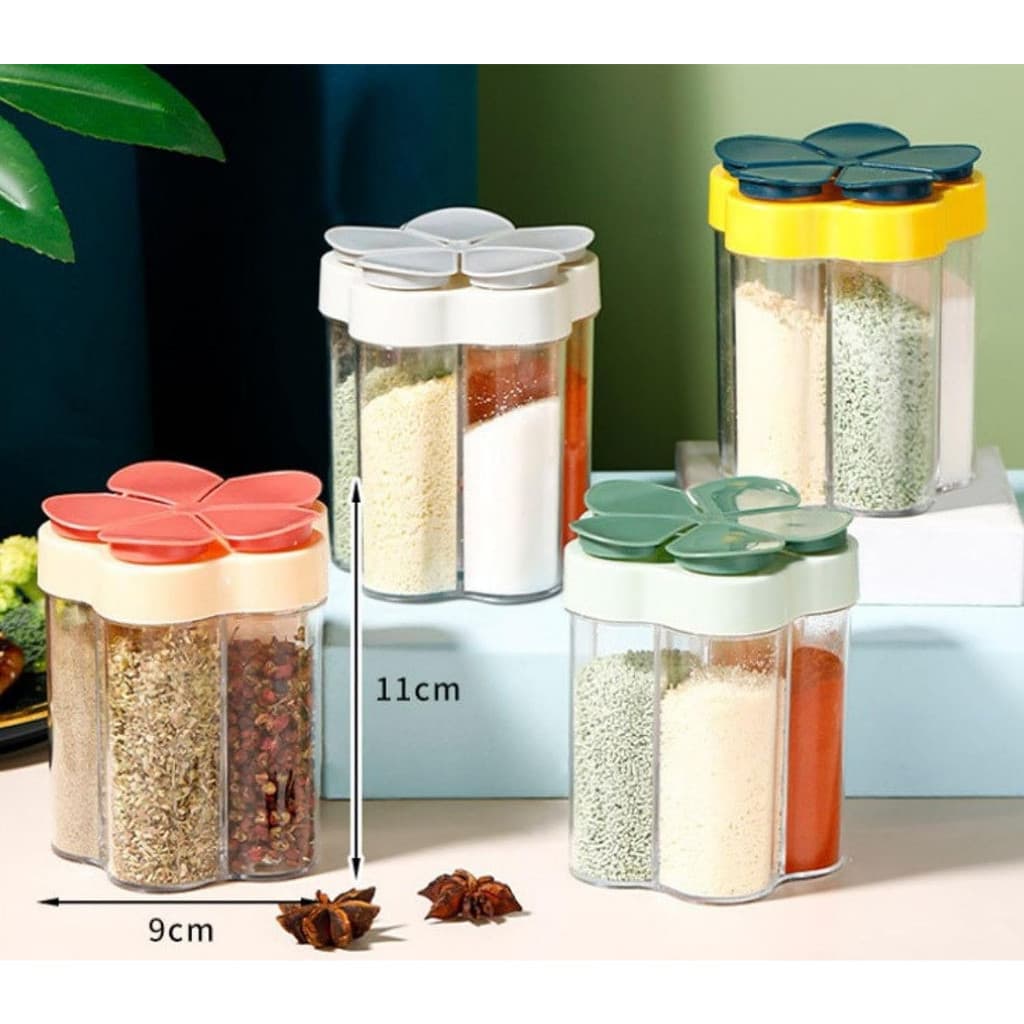 Pote Porta Temperos Condimentos E Alimentos 5 Em 1 Saleiro Pimenteiro 5 Divisórias