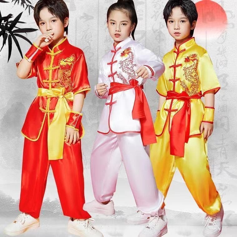 Conjunto de Uniforme de Artes Marciais para Crianças NB17, Traje de Tai Chi para Meninos e Traje de Wushu para Meninas