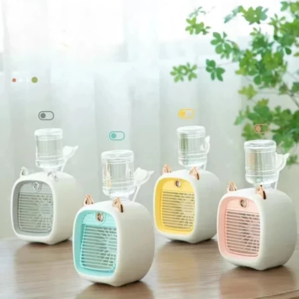 Mini Ventilador Gatinho midificador e  Recarregável de Mesa Refrigeração de Ar Carregador Usb