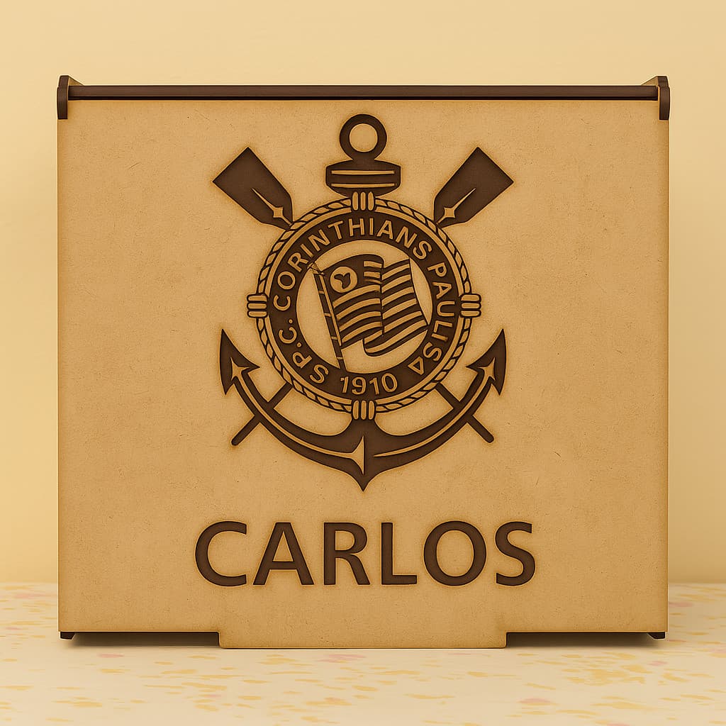 Caixa Personalizada – Nome + Escudo do Time – Presente Único para Torcedores