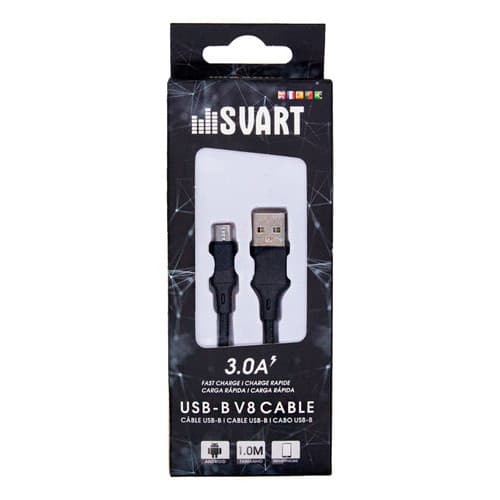 Cabo Carregador Svart 1 Metro Usb Tipo B V8 Preto Turbo Preto