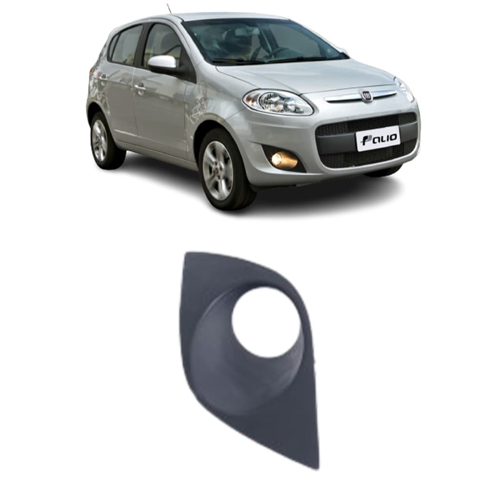 GRADE MOLDURA FAROL MILHA NOVO PALIO G5 2012 A 2018 ESQUERDA PRETA COM FURO MILHA