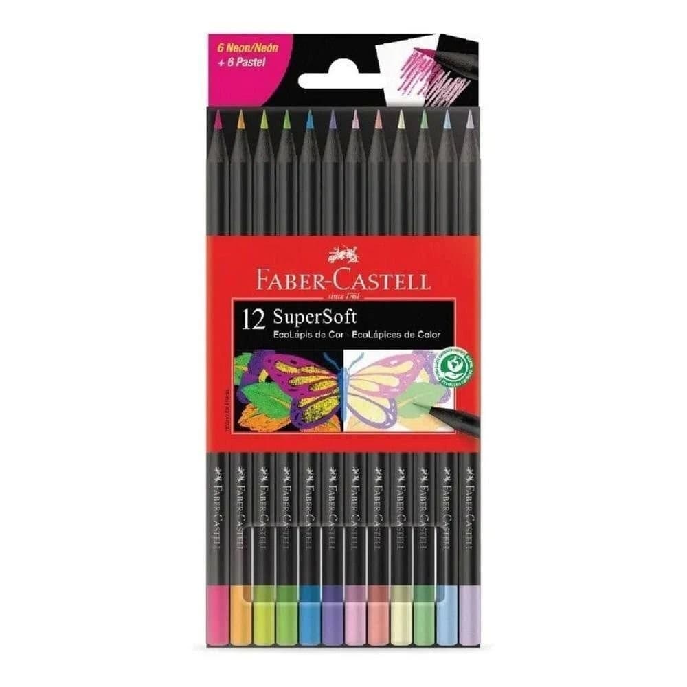 Lapis De Cor Supersoft 6 Cores Pasteis + 6 Cores Neon Faber