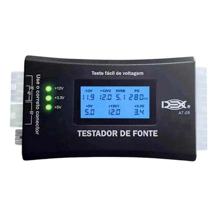 Testador Fonte Alimentação Digital Lcd Atx Btx Itx Hd Sata Cor Preto