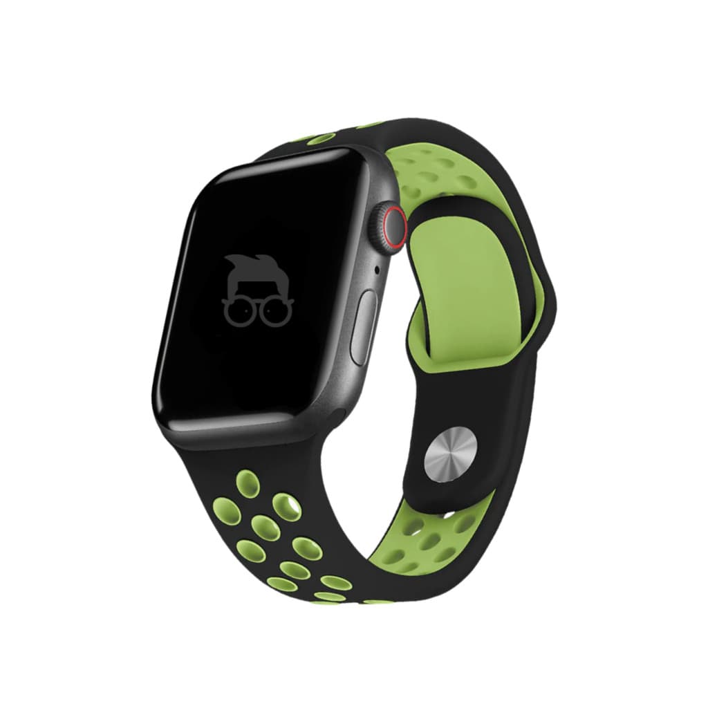 Pulseira de Silicone Nerdcase para Apple Watch 42mm, 44mm, 45mm e 49mm, Preto e Verde