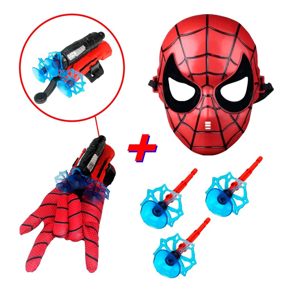 Mascara Infantil Homem Aranha ou Lança Teia + Mascara Spider Man