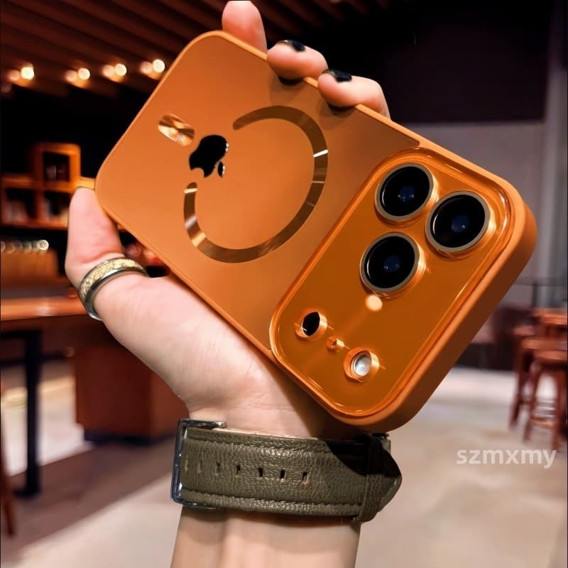 AG Flowing Light Magnético Laranja Capa De Telefone Para Iphone 17 16 15 14 13 Pro Max Torne-Se 17 Janela Grande Proteçã