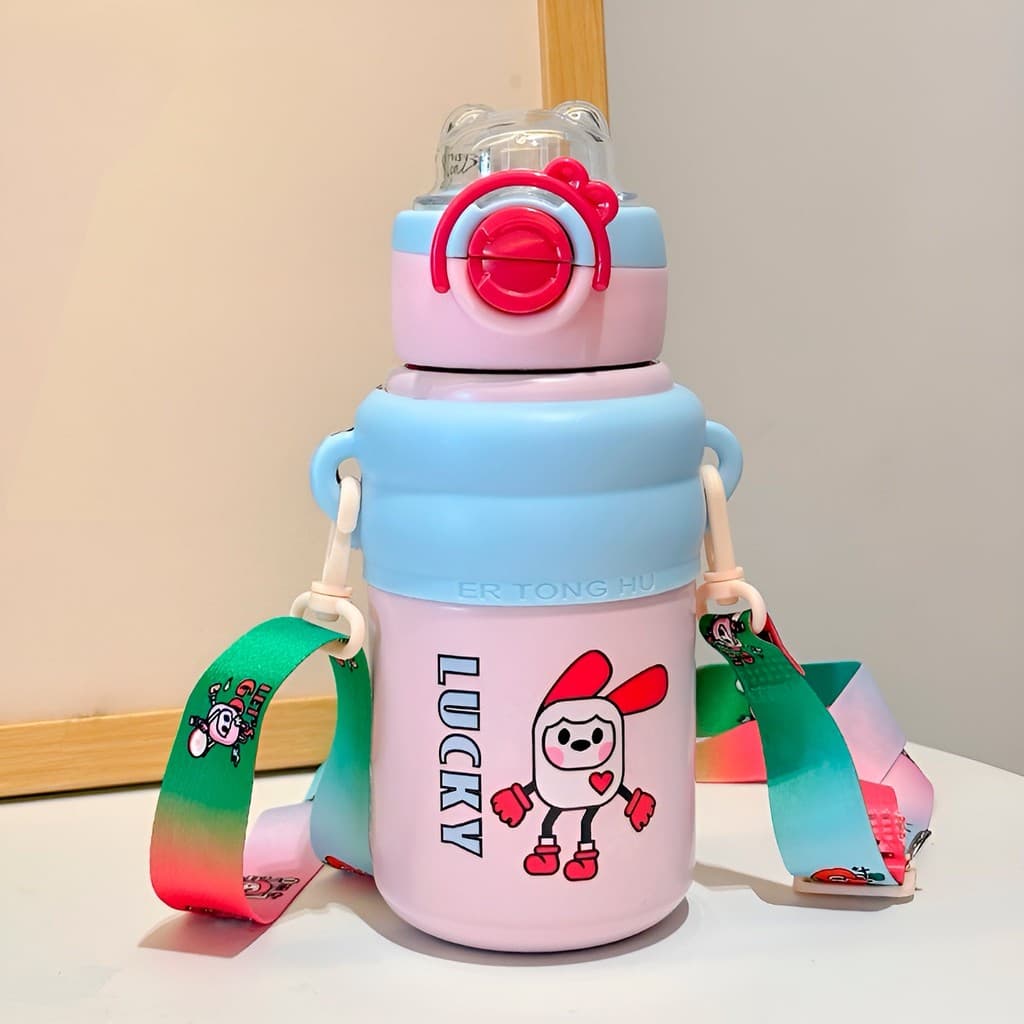 Garrafa Infantil Térmica Inox Divertida Estampa Lucky