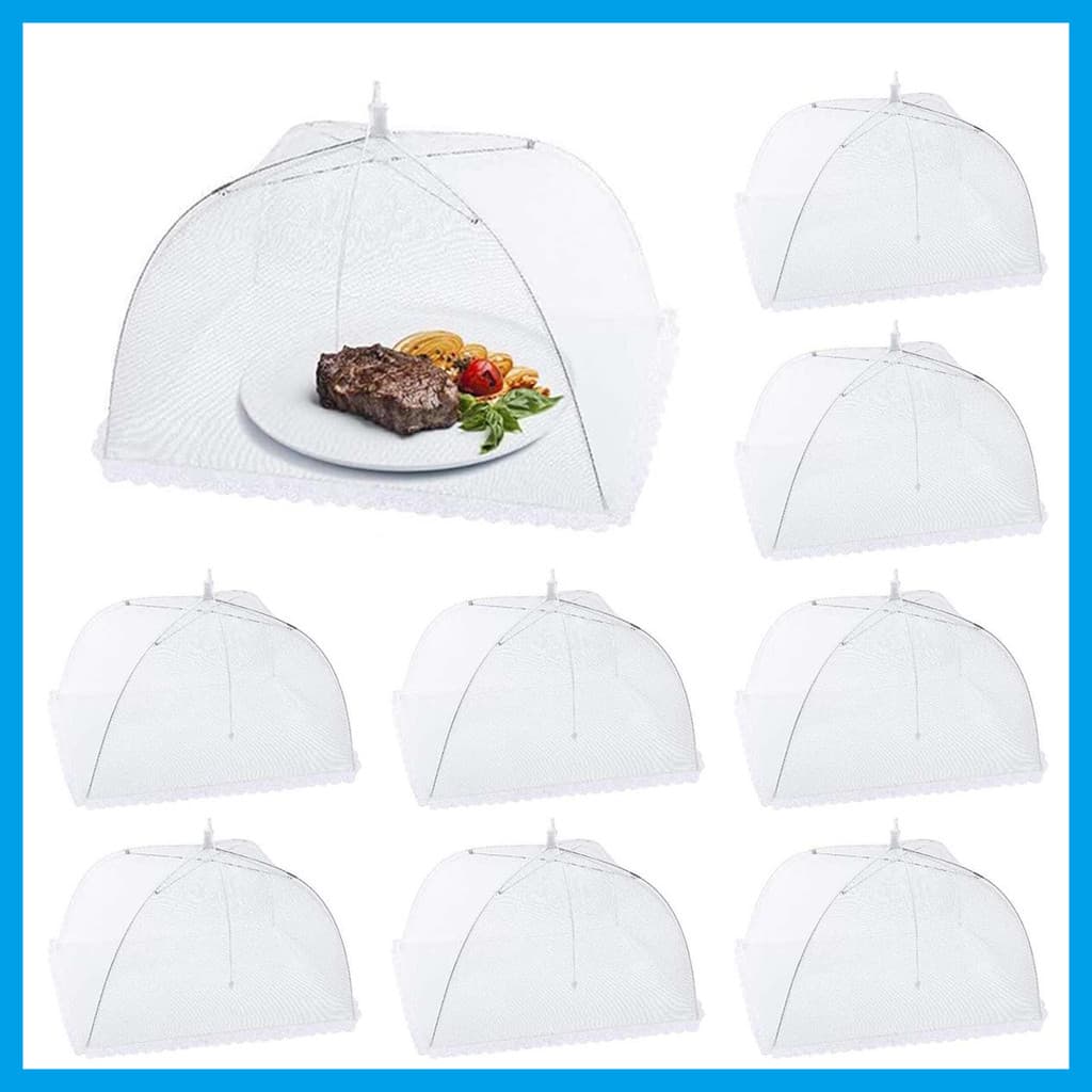 8 capas quadradas brancas de malha para alimentos 丨 Anti-poeira Anti-mosca Respirável Mesa de jantar para manter frescos