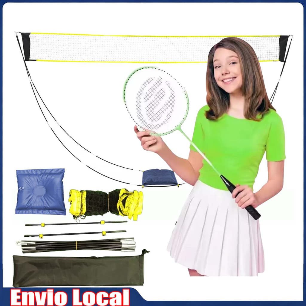 Conjunto de rede de Badminton, tênis e vôlei 160x290cm com suporte