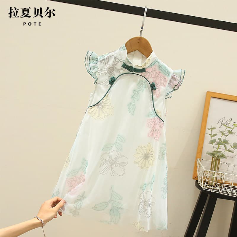 Lashebel roupas infantis meninas Cheongsam roupas de verão 2023 novo estilo antigo vestido de princesa verão crianças Ha