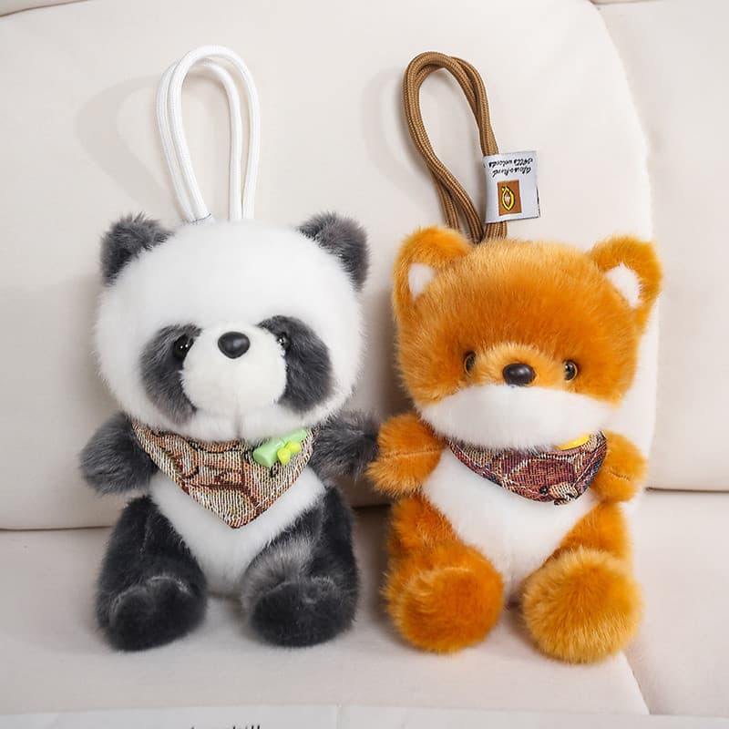 Bonito dos desenhos animados xiangdudu coelho raposa Panda boneca mesa com brinquedo de pelúcia chaveiro saco pequeno pi