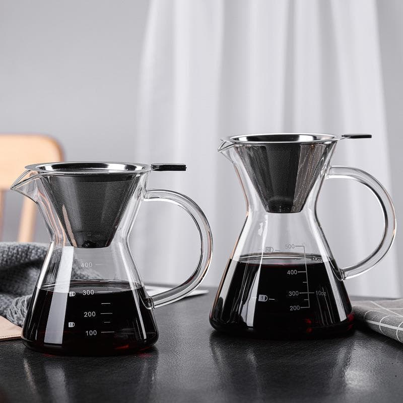 Cafeteira artesanal de vidro com alto teor de borosilicato com filtro para compartilhamento de cafeteira bule pode loge