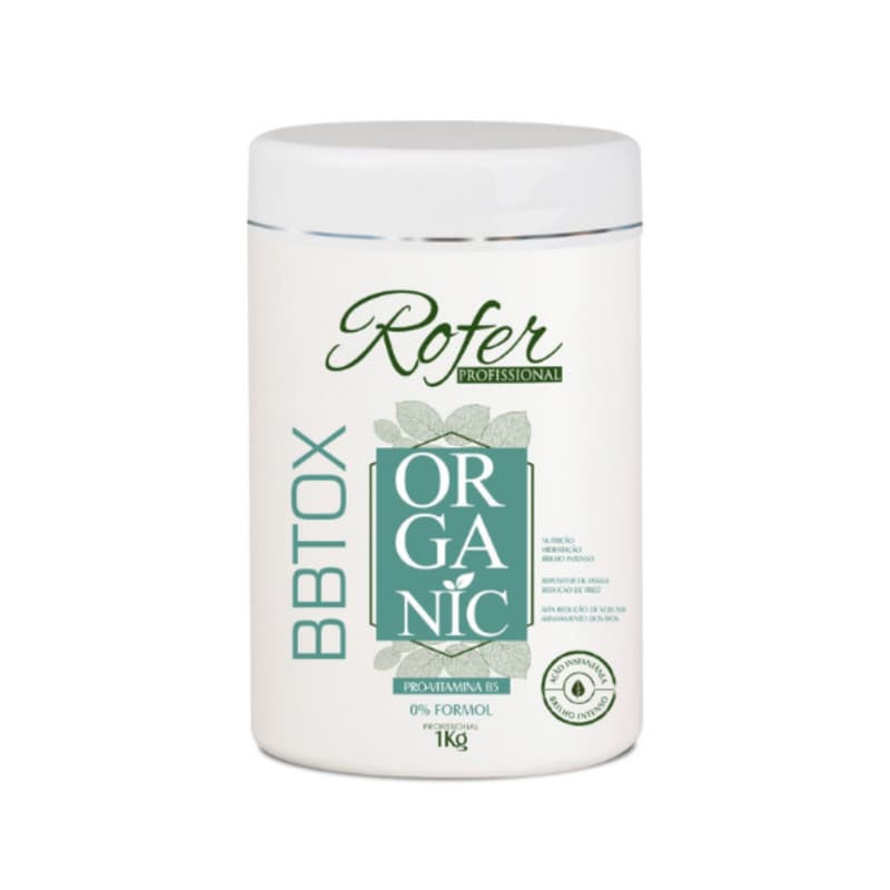 BBTOX Capilar Rofer Organic 1Kg - 0% Formol Alisamento Orgânico Redutor de Volume e Reconstrução