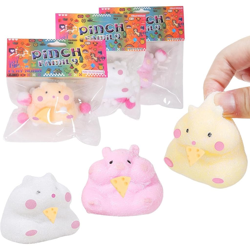 Conjunto de 3 peças de brinquedos de apertar em formato de hamster, fofos e macios, brinquedos de hamster macios de 3 po
