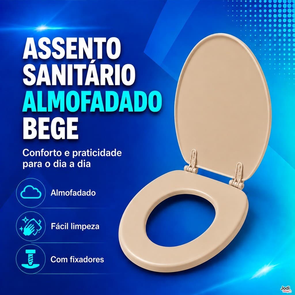 Assento Sanitário Almofadado Oval Fácil Limpeza Com Instalação Prática