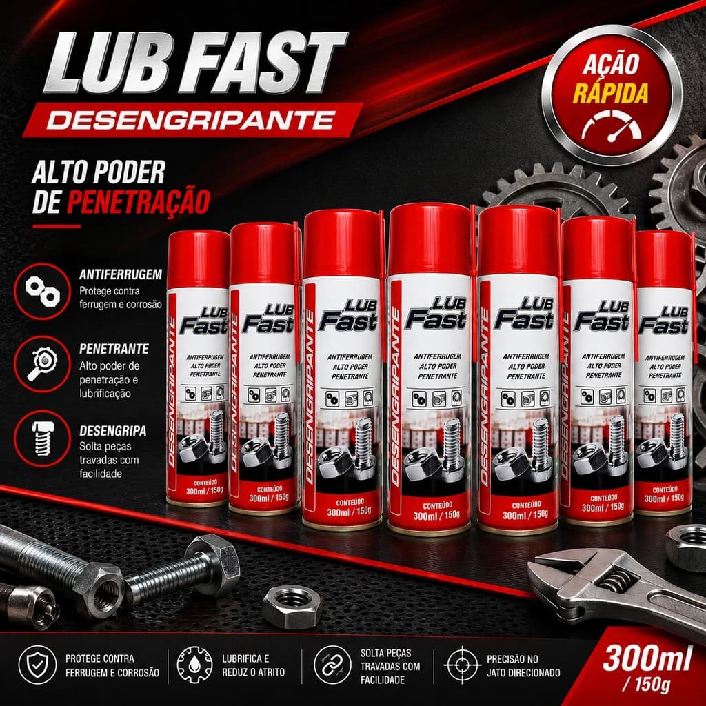 Oleo Desengripante Spray Lubrificante 300ml 150g  - LubFast Similar a WD 40