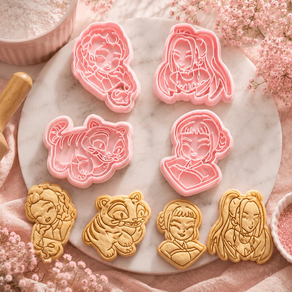 Kit 4 Cortadores de Biscoito Personagens Decorativos Molde para Biscoito Pasta Americana Fondant e Confeitaria Criativa