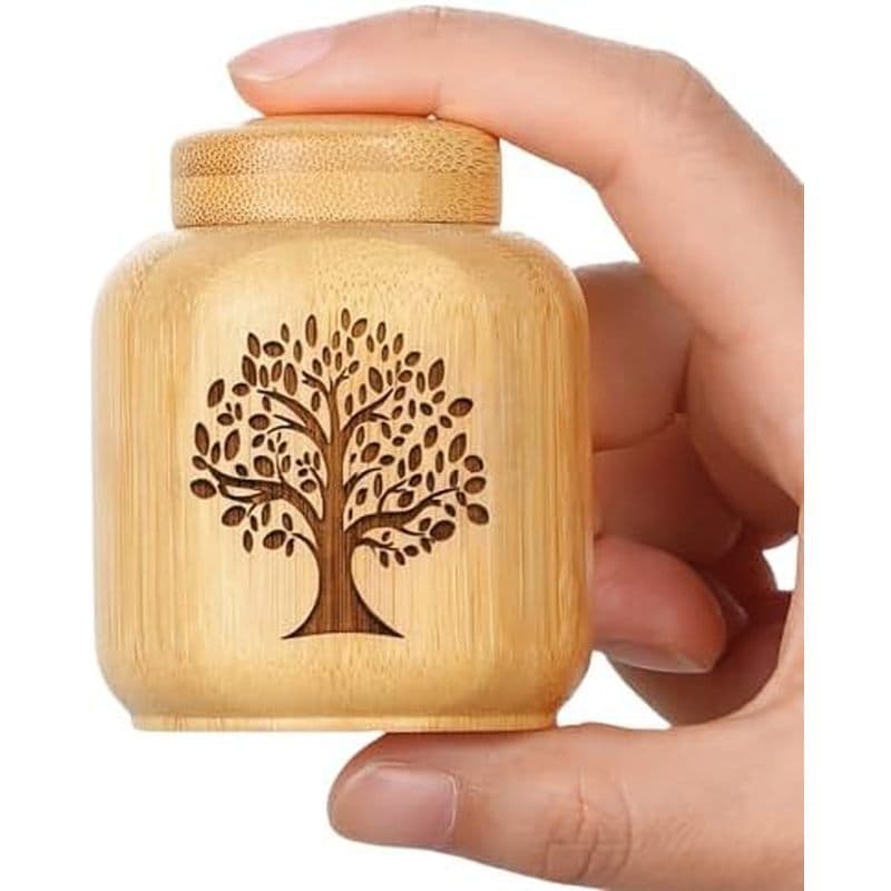 Pequenas Urnas Para Cinzas Humanas Conjunto De Lembrança De 1 , Mini Feitas De Bambu Com Padrão De Árvore Da Vida Gravad