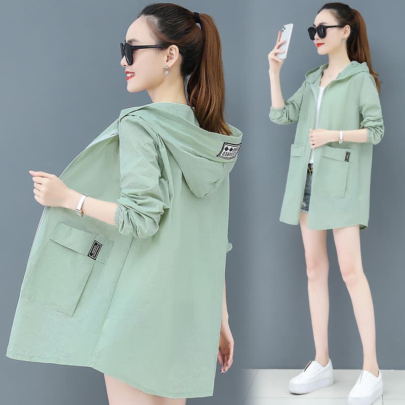 Protetor solar roupas femininas 2025 novo estilo estilo fino estilo de comprimento médio tamanho grande gordura MM solto