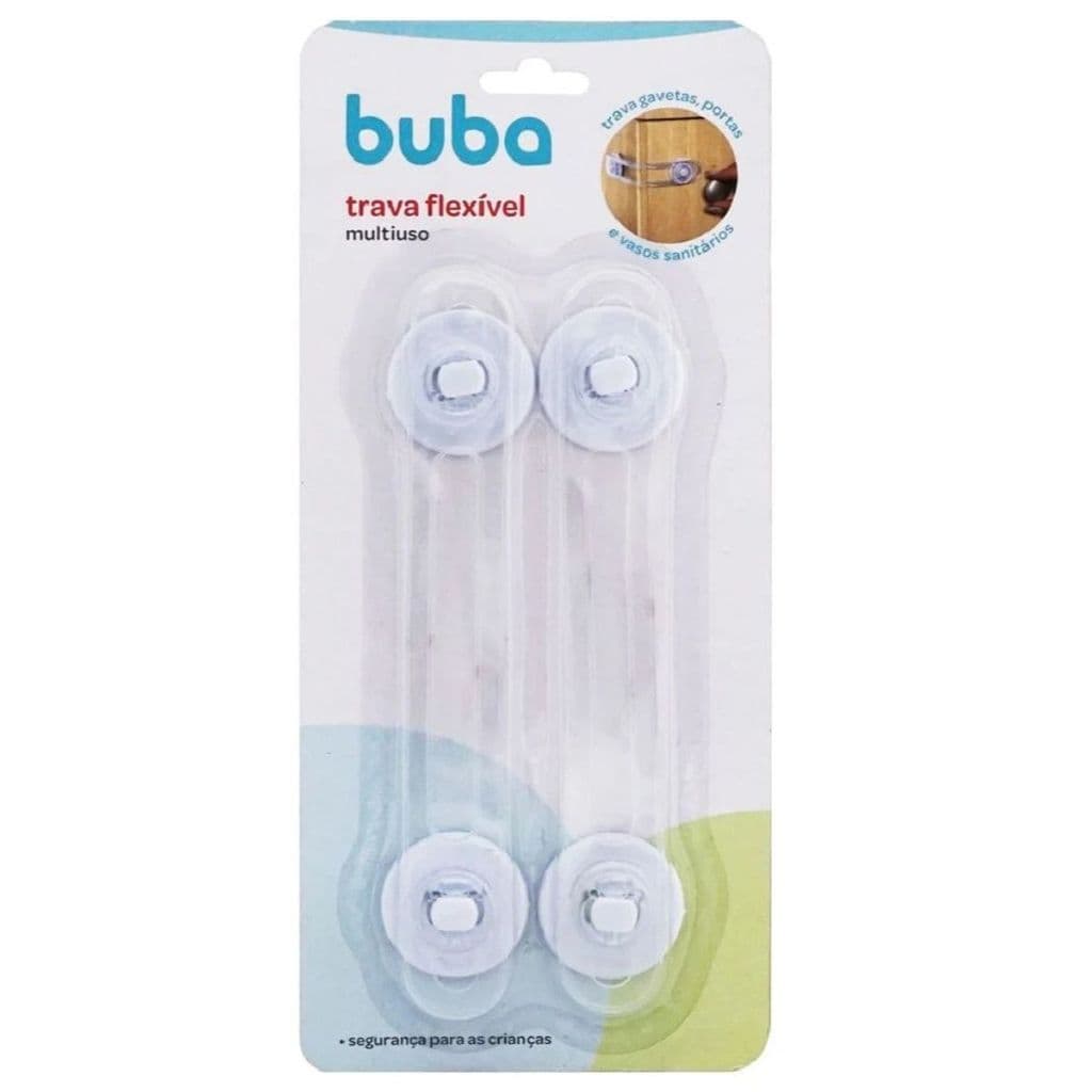 Kit 2 Travas de Segurança Multiuso Flexíveis Buba para Gavetas Portas Armários Proteção Infantil 13920