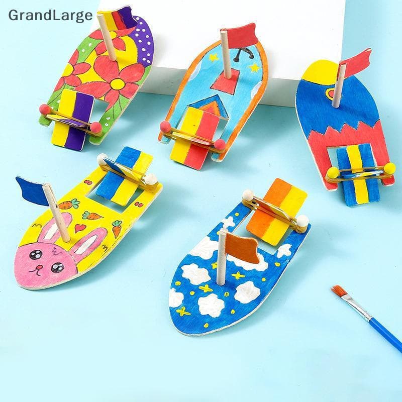 [GrandLarge] Modelo de Navio de Madeira Feito à Mão, Brinquedo de Veleiro, DIY, Pintura de Brinquedo Feito à Mão NOKH