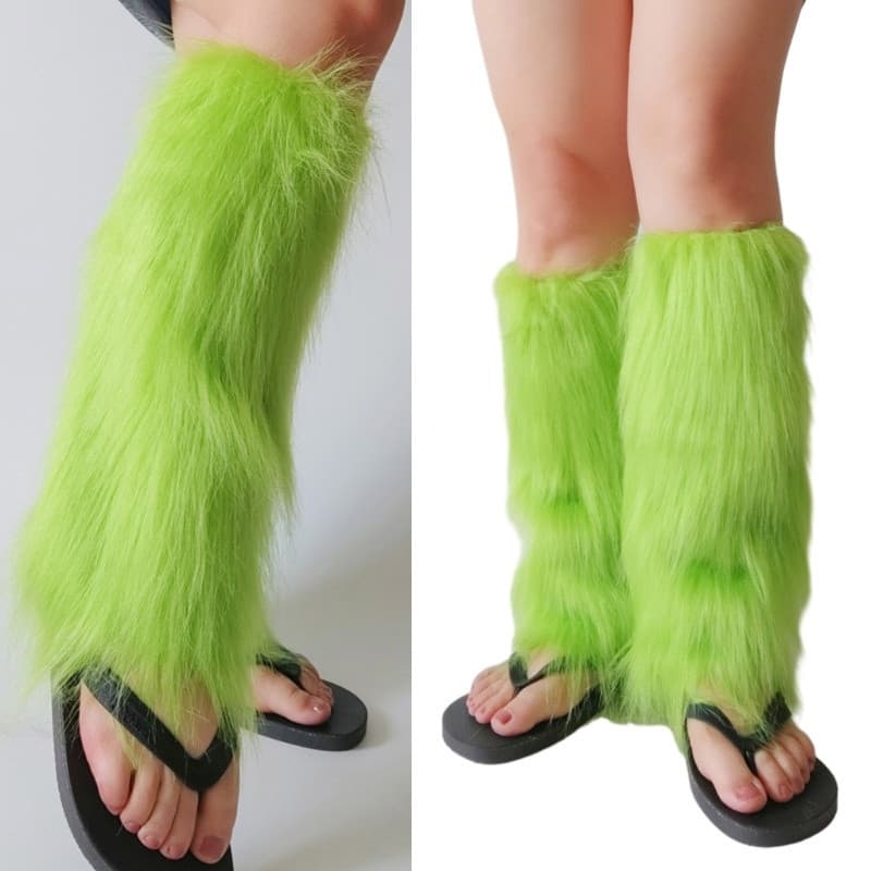 Estone Fuzzy Peles Falsas Perna Mais Quente Saltos Bota Longa Punhos Capa Carnavais