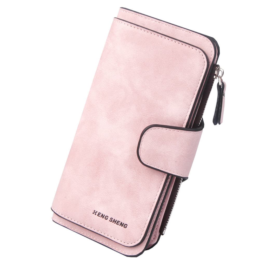 Carteira Feminina de Couro Luxuosa, Porta-Cartões, Clutch Casual, Carteiras Femininas com Zíper e Fecho, Bolsa Feminina