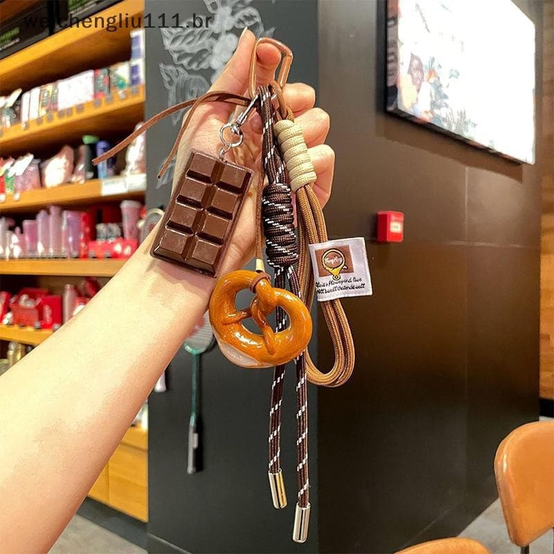 # weicheng Pingente De Bolsa De Corda Trançada Chaveiro De Alta Qualidade Bonito Pão De Água Alcalina Ins Saco Chocolate