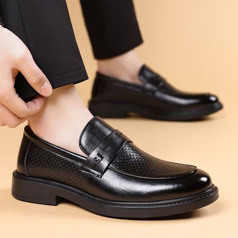 Sandálias de verão sapatos de couro masculino respirável desodorante negócios Formal Wear britânico Casual deslizamento