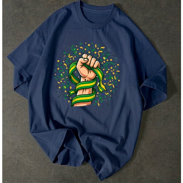 Camiseta Brasil Estampada Torcedor Garra Futebol Confete 100% Algodão Envio Rápido