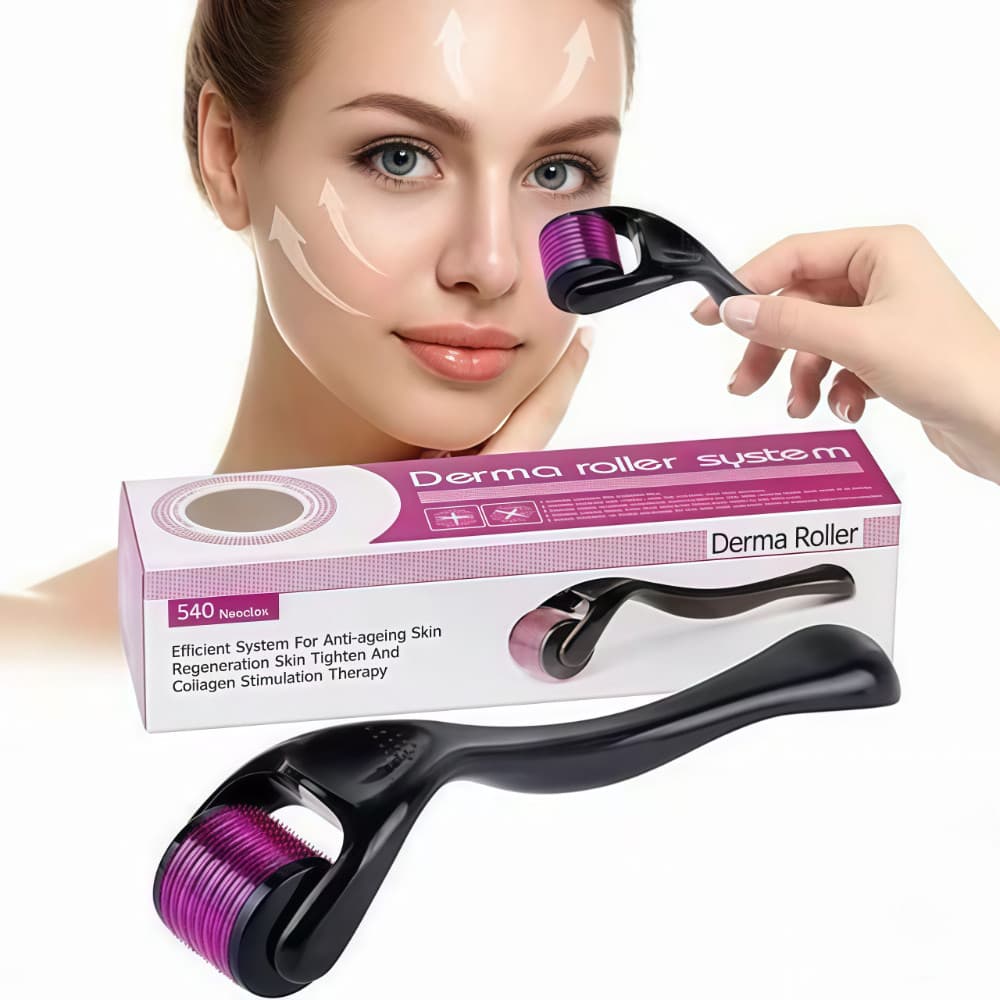 Kit 1/2/3 DermaRoller 1.0mm Microagulhamento 540 Agulhas Rolo para Cabelo Barba Cicatrizes Manchas Estética