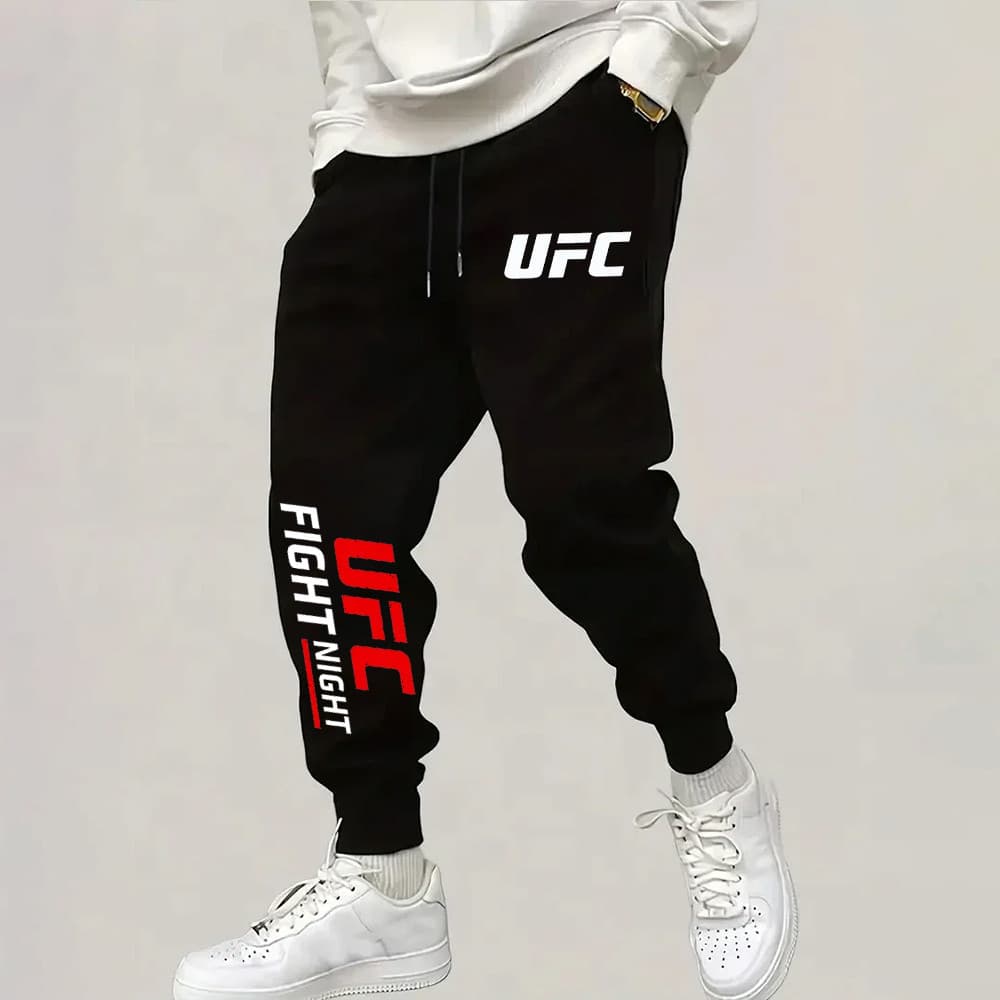Calça de Moletom Flanelado Slim  Ufc Fight Night Muay Thai Boxe Gym Aesthetic Unissex