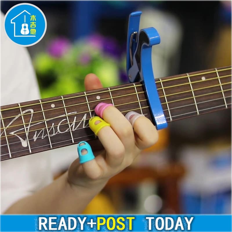 Protetor De Dedo De Silicone Para Guitarra , 6 Peças , Ukulele , Iniciante , Capa