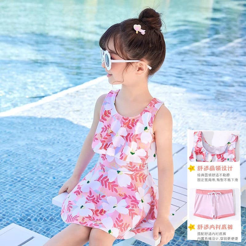 Crianças crianças maiô meninas estilo dividido 2026 novo estilo verão vestido de princesa médio grande crianças maiô bon