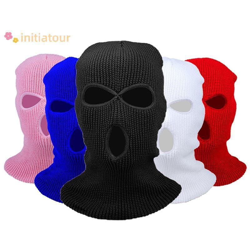 [Init-t] Nova Moda Máscara De Esqui De Malha Com 3 Buracos , Balaclava De Inverno Facial Completa Quente Para Esportes A