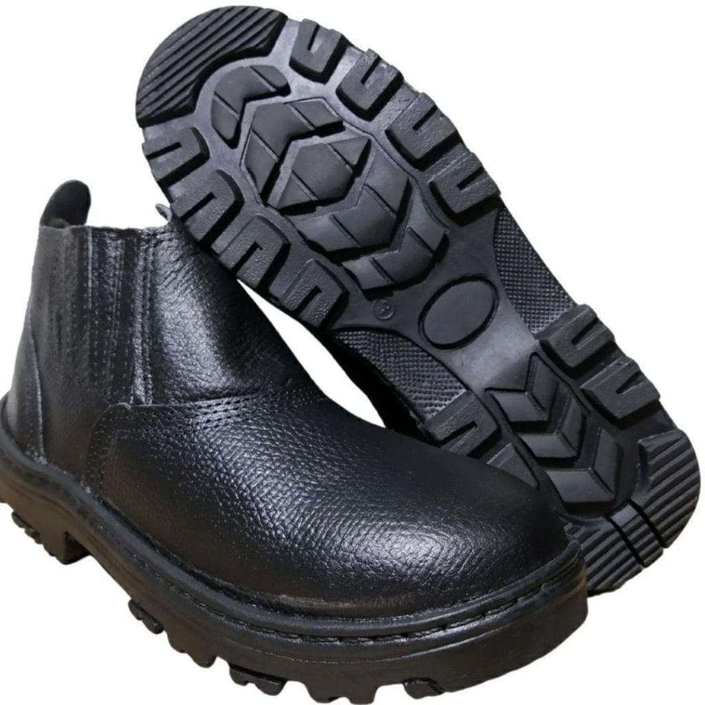 Bota Botina Butina de Segurança Trabalho Obras - Promoção Elástico em Couro Legítimo Biqueira  Solado Antiderrapante